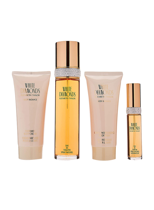 

Elizabeth Taylor 4-Piece White Diamonds Gift Set for Women, 100ml EDT Perfume, 10ml EDT Perfume, 50ml Moisturising Body Lotion, 50ml Body Lotion