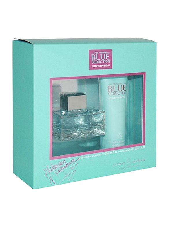 

Antonio Banderas 2-Piece Blue Seduction Gift Set for Women, 100ml EDT Perfume, 100ml Body Lotion