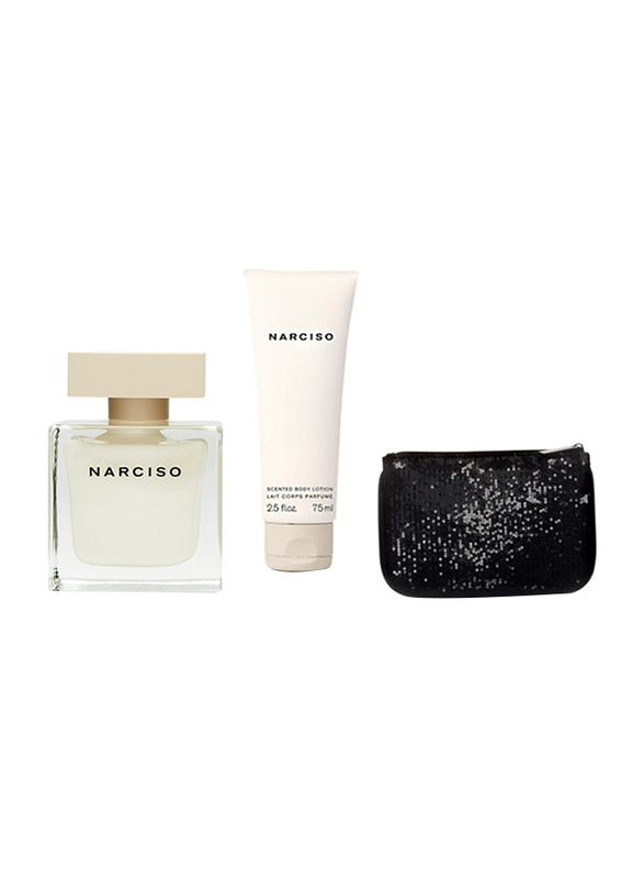

Narciso Rodriguez 3-Piece Narciso Gift Set for Women, 90ml EDP Perfume, 75ml Body Lotion, Pouch Bag