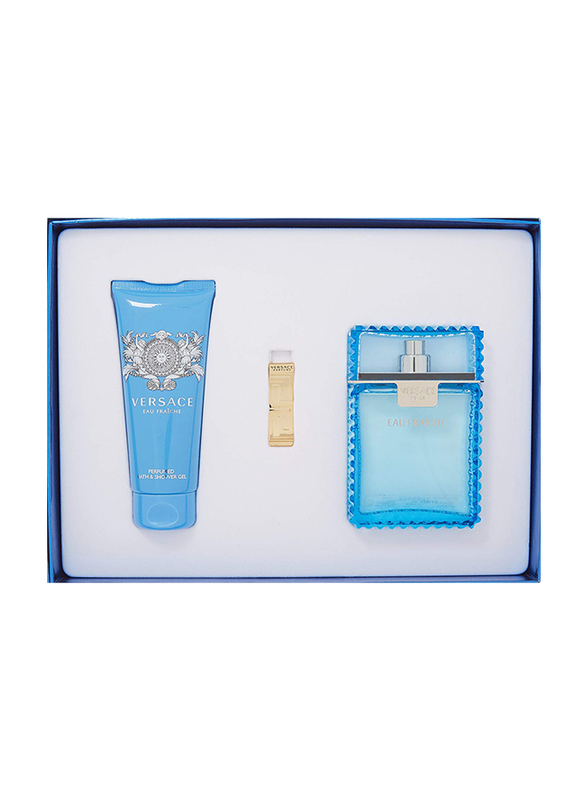 

Versace 3-Piece Eau Fraiche Gift Set for Men, 100ml EDT Perfume, 100ml Shower Gel, Versace Money Clip