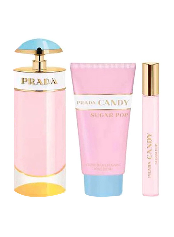 

Prada 3-Piece Candy Sugar Pop Gift Set for Women, 80ml EDP Perfume, 75ml Body Lotion, 10ml Roll On