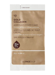 The Face Shop FMGT Gold Collagen Ampoule Cover Cake Refill, 201, Beige