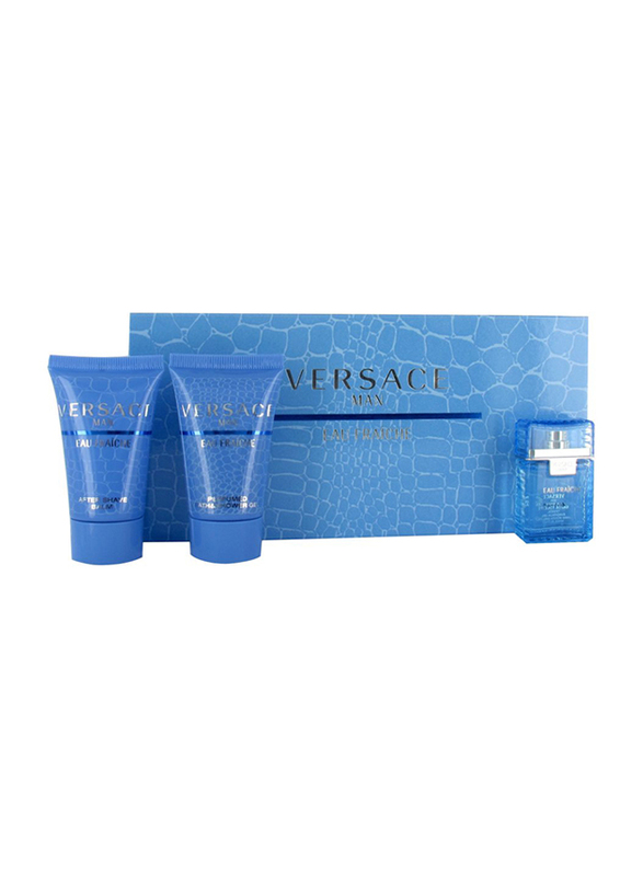 Versace 3-Piece Eau Fraiche Gift Set for Men, 5ml EDT, 25ml Shower Gel, 25ml After Shave Balm