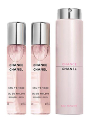 Chanel 3-Piece Chance Eau Tendre Perfume Set for Women, 3 x 20ml EDT Refills