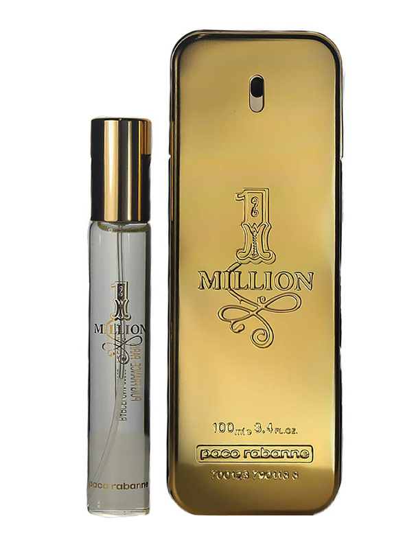 Paco Rabanne 2-Piece 1 Million Perfume Travel Set for Men, 100ml EDT, 20ml EDT