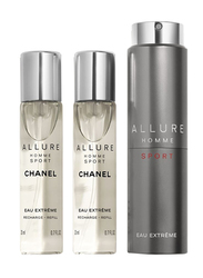 Chanel 3-Piece Allure Sport Eau Extreme Perfume Set for Men, 3 x 20ml EDP Refills