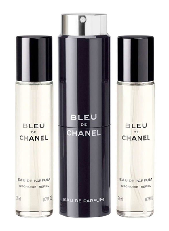Chanel 3-Piece Bleu De Chanel Perfume Set for Men, 20ml EDP, 2 x 20ml EDP Refills