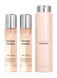 Chanel 3-Piece Chance Eau Vive Perfume Set for Women, 3 x 20ml EDT Refills