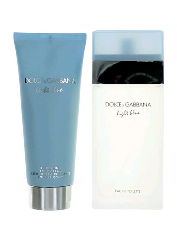 Dolce & Gabbana 2-Piece Light Blue Travel Set for Women, 100ml EDT, 100ml Body Cream