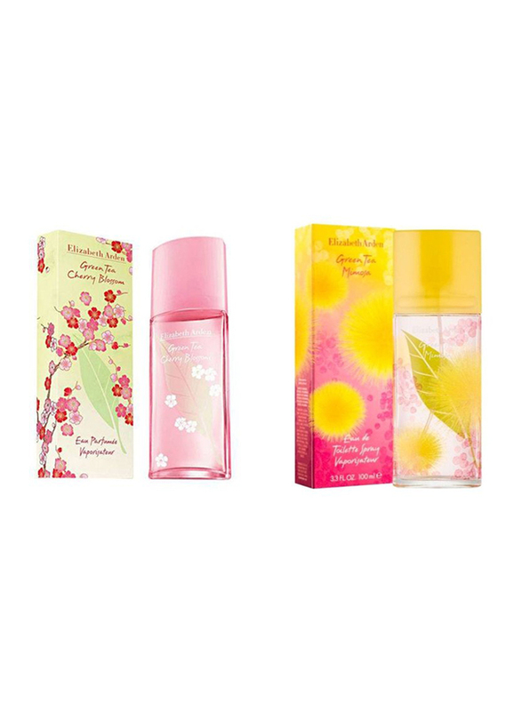 Elizabeth Arden 2-Piece Perfume Set For Women, Green Tea Cherry Blossom 100ml EDT, Green Tea Mimosa 100ml EDT