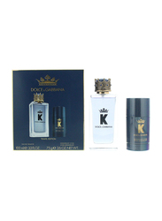 Dolce & Gabbana 2-Piece K Travel Edition Gift Set for Men, 100ml EDT, 75gm Deostick
