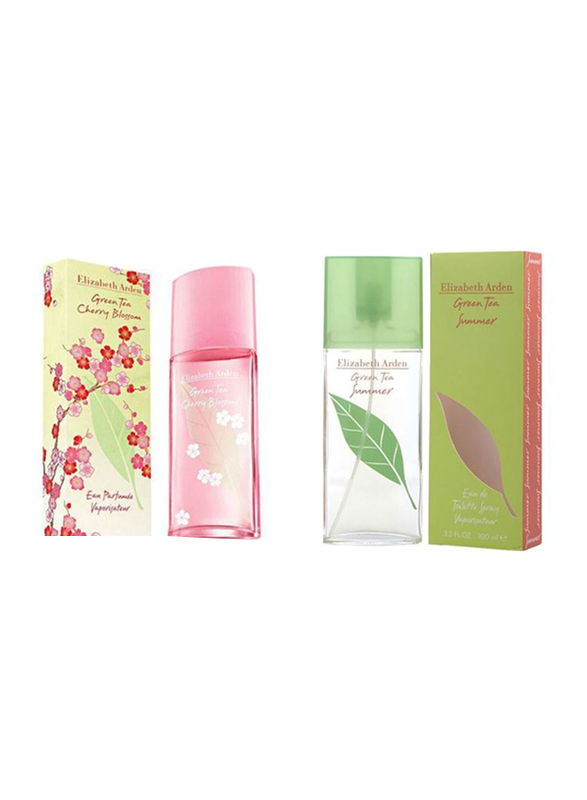 Elizabeth Arden 2-Piece Perfume Set for Women, Green Tea Cherry Blossom 100ml EDT, Green Tea Summer 100ml EDT