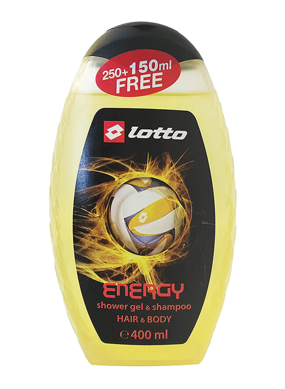 Lotto 3-in-1 Energy Hair & Body Shower Gel & Shampoo, 400ml