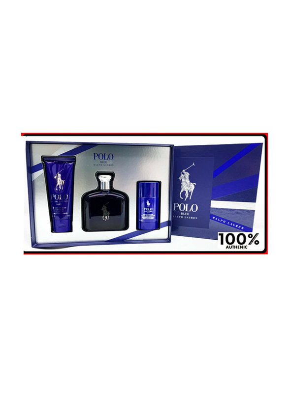 

Polo 3-Piece Blue Gift Set for Men, 125ml EDT Perfume, 75ml Deo, 100ml Shaving Gel