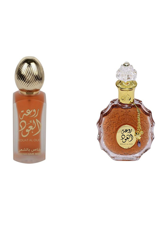 Lattafa 2-Piece Gift Set Unisex, Rouat Al Oud 100ml EDP, 50ml Hair Mist