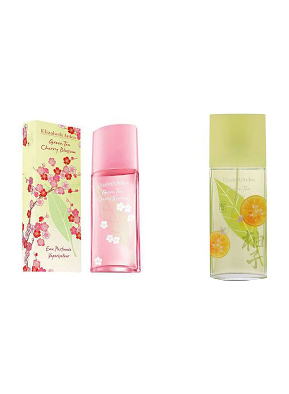 Elizabeth Arden 2-Piece Perfume Set for Women, Green Tea Cherry Blossom 100ml EDT, Green Tea Yuzu 100ml EDT