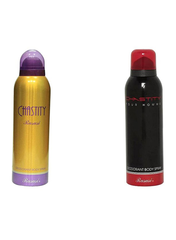 Rasasi Chastity Deodorant Set, Women 200ml, Men 200ml, 2 Pieces