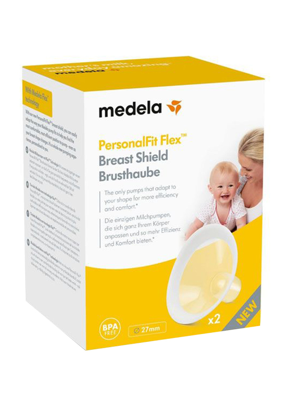 Medela New Personal Fit Flex Breast Shield, 2 Pieces, Extra Large, Clear