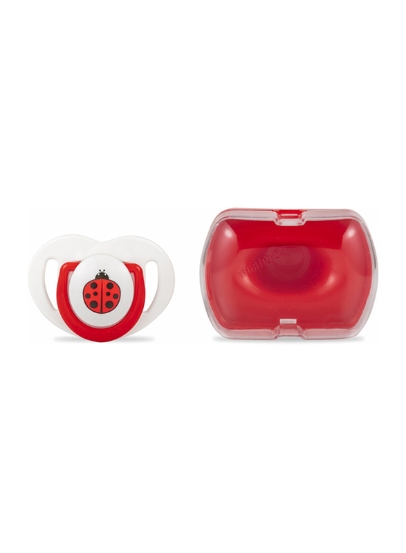 

Mamajoo Ladybird Silicone Orthodontic Design Soother & Storage Box, 6+ Months, Red/White