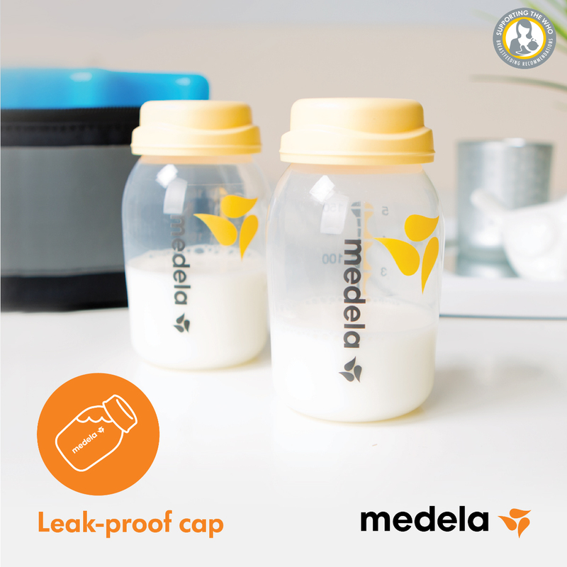 Medela Breastmilk Bottles, 2 Pieces, 150ml, Yellow/Clear