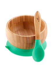 Avanchy Bamboo Stay Put Suction Bowl and Spoon, Green