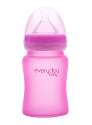 Everyday Baby Glass Heat Sensing Baby Bottle, 150ml, Cerise Pink