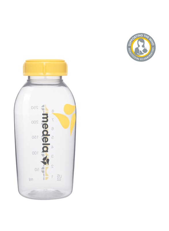 Medela Breastmilk Bottles with Slow Flow Teat, 2 Pieces, 250ml, Yellow/Clear