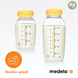 Medela Breastmilk Bottles, 2 Pieces, 150ml, Yellow/Clear