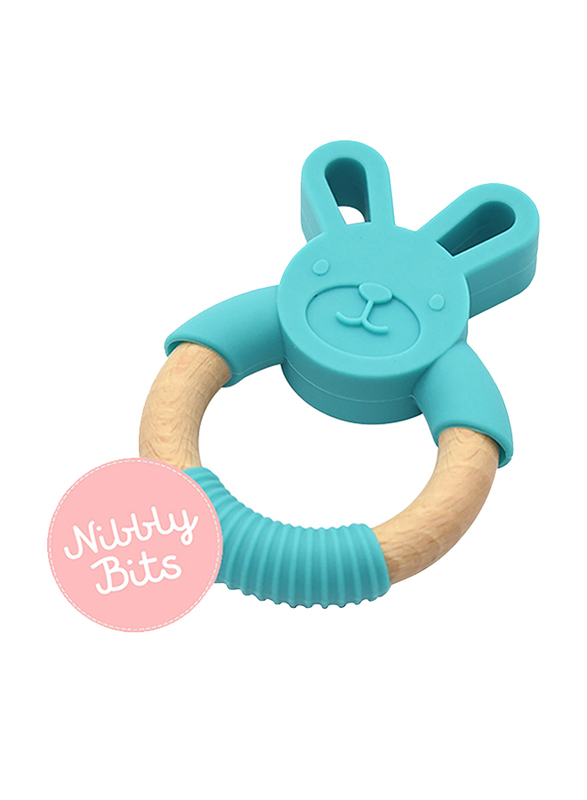 Nibbly Bits Hop Bunny Baby Teether, Teal
