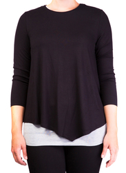 Mama Basic Double Layer Maternity & Nursing Top, Small, Black/Gray