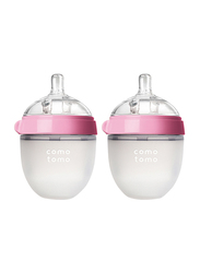 Comotomo Natural Feel Baby Bottle, Double Pack, 150ml, Pink/Clear