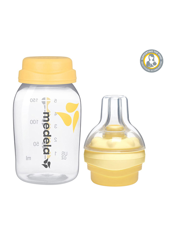 Medela Calma Breast Milk Bottle, 150 ml, Yellow/Clear