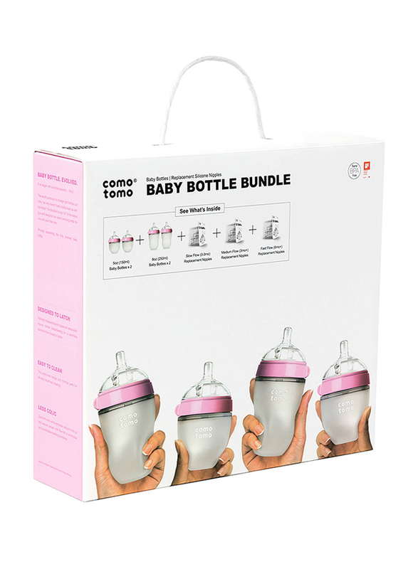 Comotomo Baby Bottle Bundle, 0-36 Months, Pink
