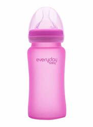 Everyday Baby Glass Heat Sensing Baby Bottle, 240ml, Pink