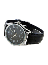 Casio Analog Quartz Couple Unisex Watch Set with Leather Band, Water Resistant, MTP/LTP-V001L-1BUDF, Black