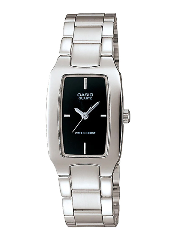 Casio Enticer Analog Quartz Watch for Women with Stainless Steel Band, Water Resistant, LTP-1165A-1C, Silver-Black
