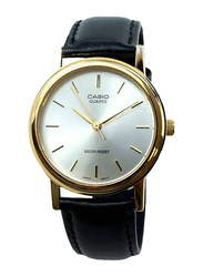 Casio Enticer Analog Quartz Watch for Men with Leather Band, Water Resistant, MTP-1095Q-7A, Black-Silver