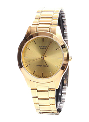 Casio Enticer Analog Quartz Watch for Men with Stainless Steel Band, Water Resistant, MTP-1128N-9A, Gold