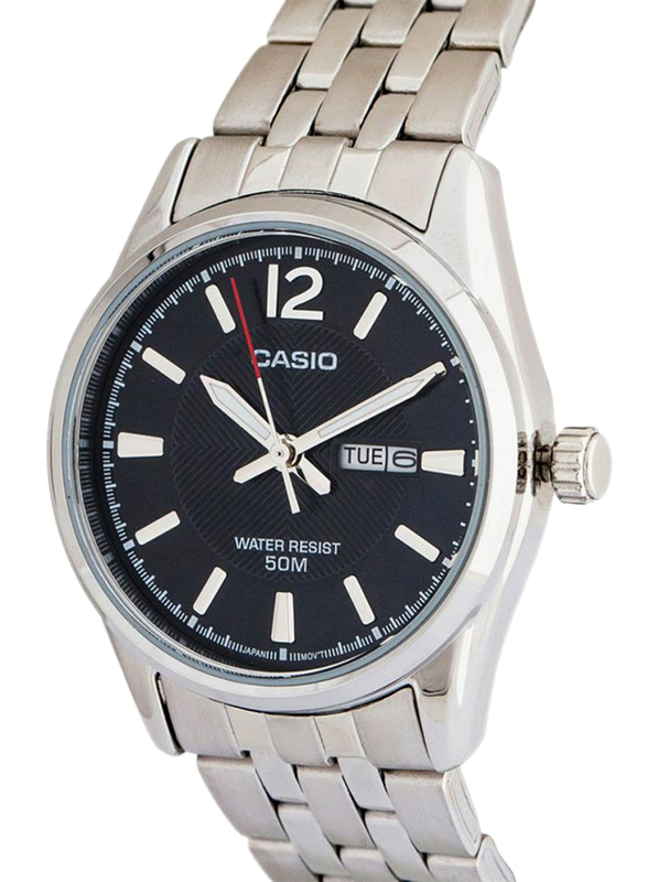 Casio Enticer Analog Quartz Watch for Women with Stainless Steel Band, Water Resistant, LTP-1335D-1A, Silver-Black