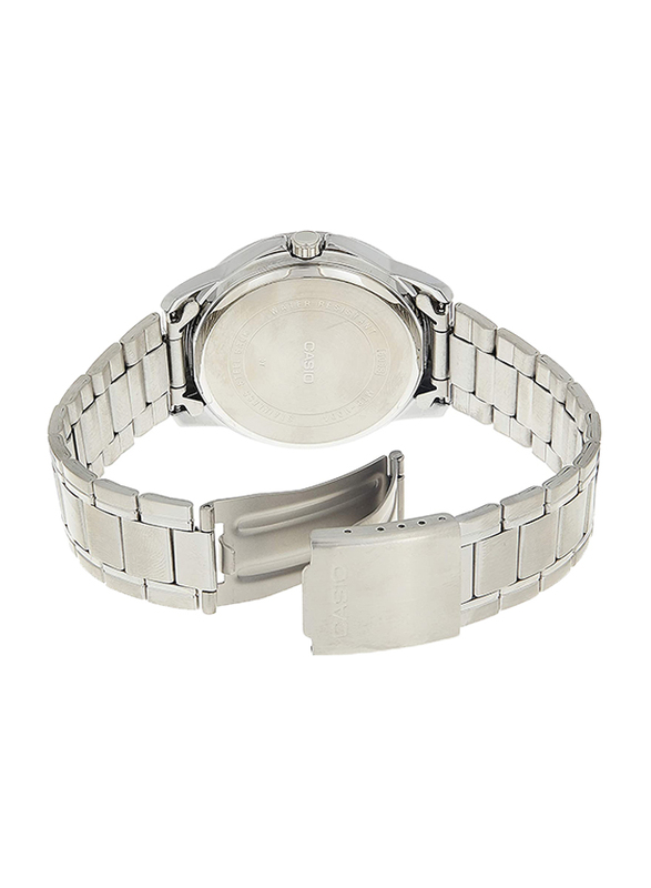 Casio Analog Quartz Couple Unisex Watch Set with Stainless Steel Band, Water Resistant, MTP/LTP-V004D-7B, Silver-White