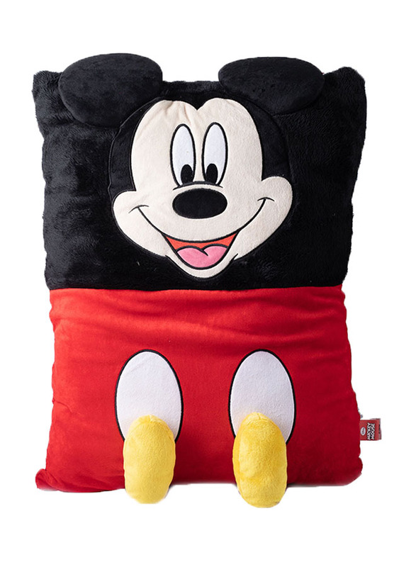 

Disney Mickey Mouse Soft Velboa/Cotton 3D Digitally Printed Kids Cushion, Black/Red