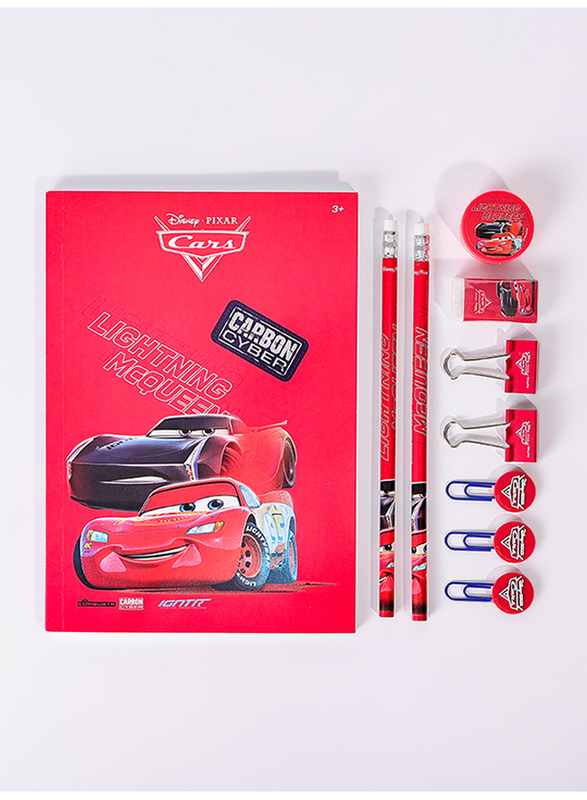 

Disney Cars Super Charge 10Pcs Stationery Set, 10 Piece, Red