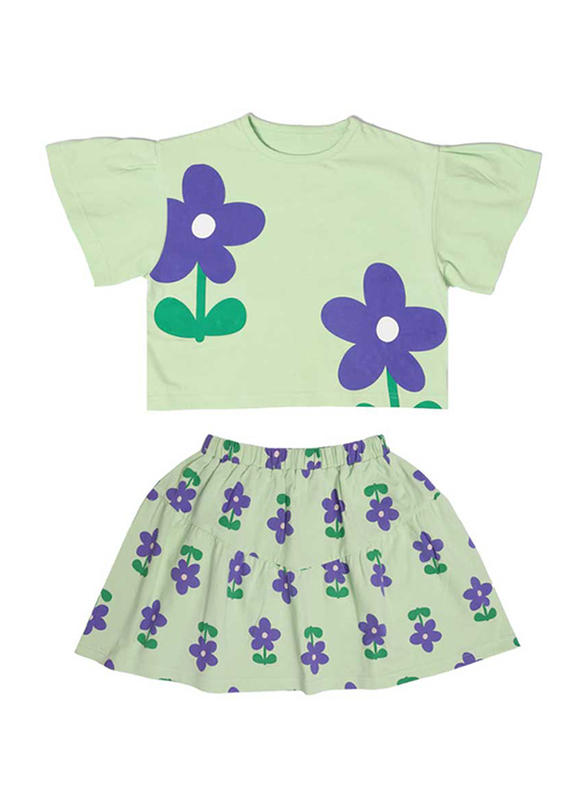 

Aiko Cotton Tee & Skirt Set, 2 Piece, 7-8 Years, Light Green