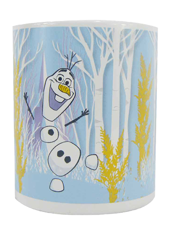 Disney Frozen II Movie Can Shape Ceramic Mug for Girls, 300ml, White/Yellow/Blue/Purple
