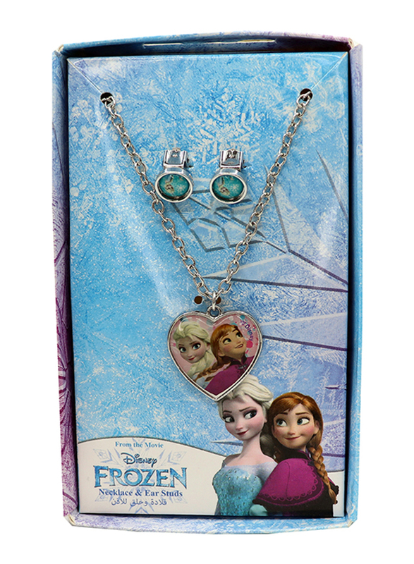 

Disney Frozen Metal Necklace & Ear Rings Set For Girls, 2-Pieces, Silver