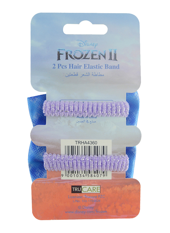 Disney Frozen II Hair Elastics Bands Set for Girls, 2-Pieces, Purple/Blue