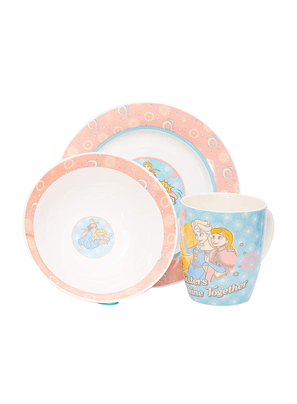Disney Frozen Ceramic Dinnerware Breakfast Set for Girls, 3 Pieces, Multicolor