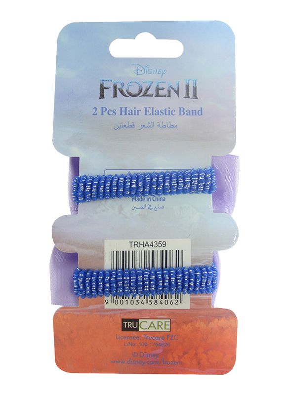 Disney Frozen II Hair Elastics Bands Set for Girls, 2-Pieces, Blue/Lavender