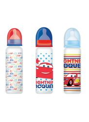 Disney BPA Free Baby Feeding Bottle, 0+ Months, 260ml, 3 Pieces, Cars, Multicolor