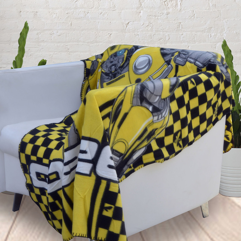 Hasbro Transformers Polar Fleece Lightweight Warm Blanket, 100 x 150cm, Yellow